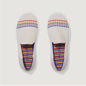 Rothy’s Kids White Rainbow Slip-On Sneakers | Size 10 | New in Box